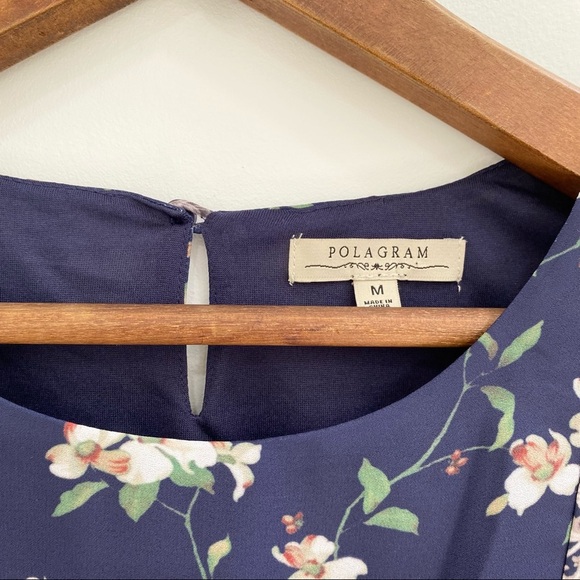 Polagram blue dogwood floral modest midi dress granny core size medium - Picture 8 of 9